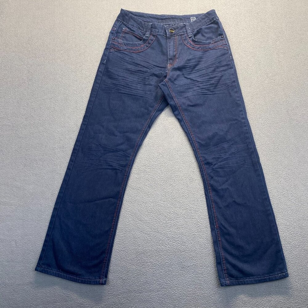 LAMASINI Mens Blue Jeans Size 32X30,Stretch Denim,Casual,Embroidery